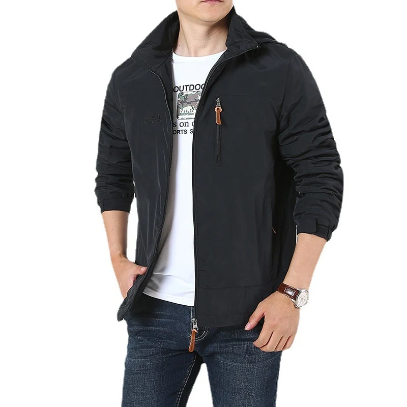 Herren Atmungsaktive Minimalistische Softshell‑Fieldjacke mit Stehkragen und Brustzip Drune