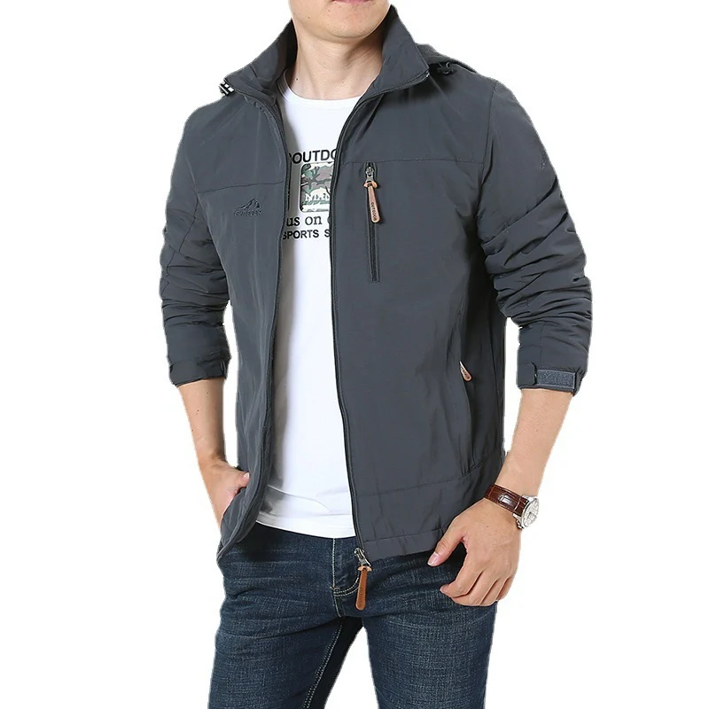 Herren Atmungsaktive Minimalistische Softshell‑Fieldjacke mit Stehkragen und Brustzip Drune
