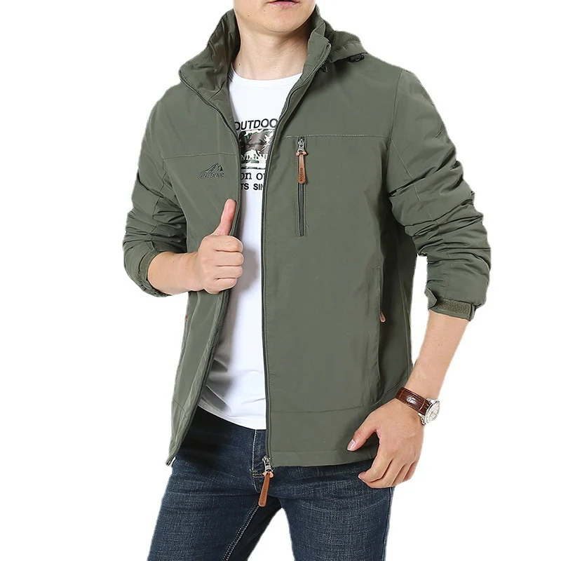 Herren Atmungsaktive Minimalistische Softshell‑Fieldjacke mit Stehkragen und Brustzip Drune