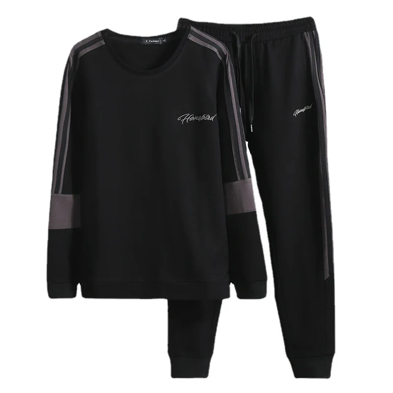 Herren athletisches Freizeit-Jogginganzug Set aus Baumwollmix mit seitlichen Zierstreifen und elastischem Bund Drune