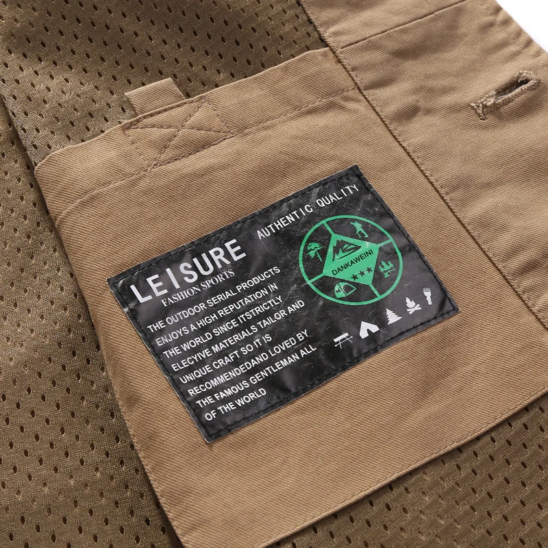 Herren Ärmellose Utility-Weste mit Knopfverschluss großen Aufgesetzten Fronttaschen und leichtem Mesh-Futter Drune