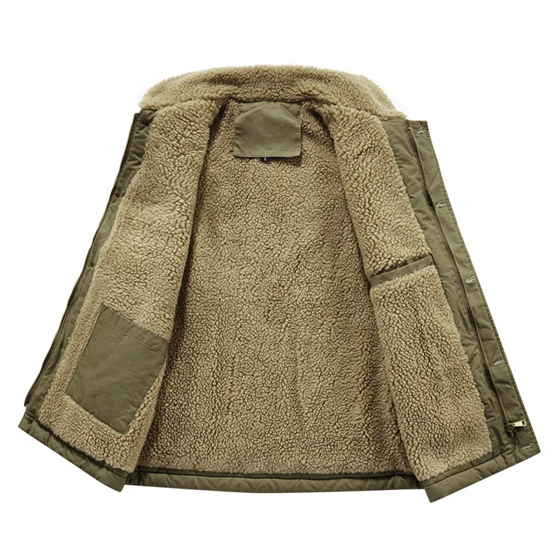 Herren Ärmellose Thermo-Weste im Military‑Style mit Teddyfutter und Stehkragen Drune