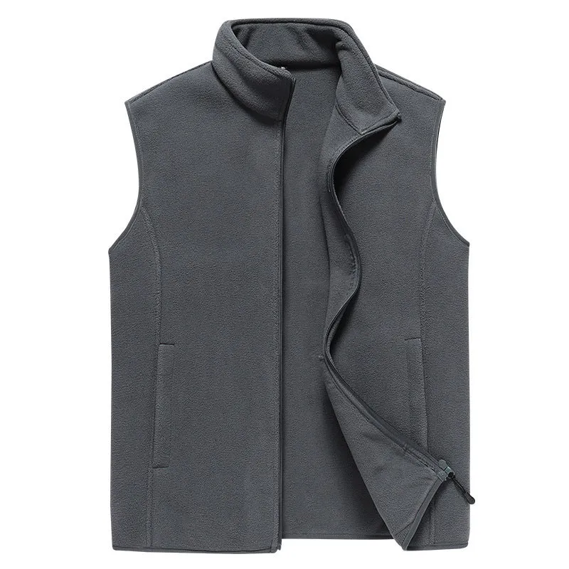 Herren Ärmellose Microfleece‑Weste mit Stehkragen und verdecktem Zweiwege-Reißverschluss Drune
