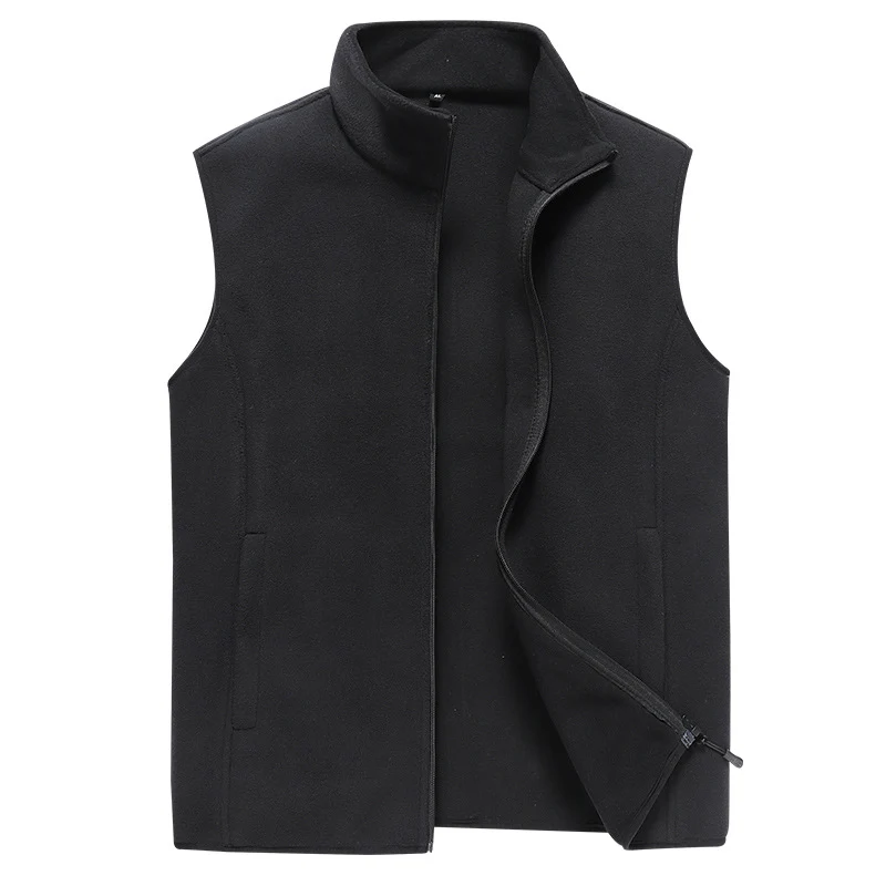 Herren Ärmellose Microfleece‑Weste mit Stehkragen und verdecktem Zweiwege-Reißverschluss Drune