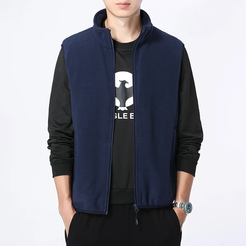 Herren Ärmellose Microfleece‑Weste mit Stehkragen und verdecktem Zweiwege-Reißverschluss Drune