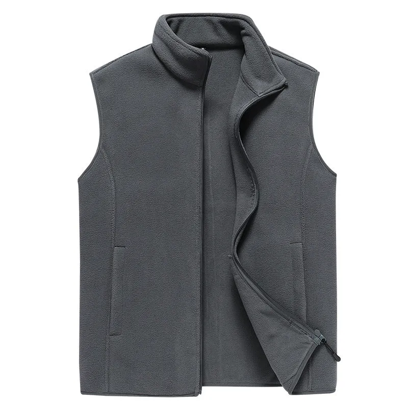 Herren Ärmellose Microfleece‑Weste mit Stehkragen und verdecktem Zweiwege-Reißverschluss Drune
