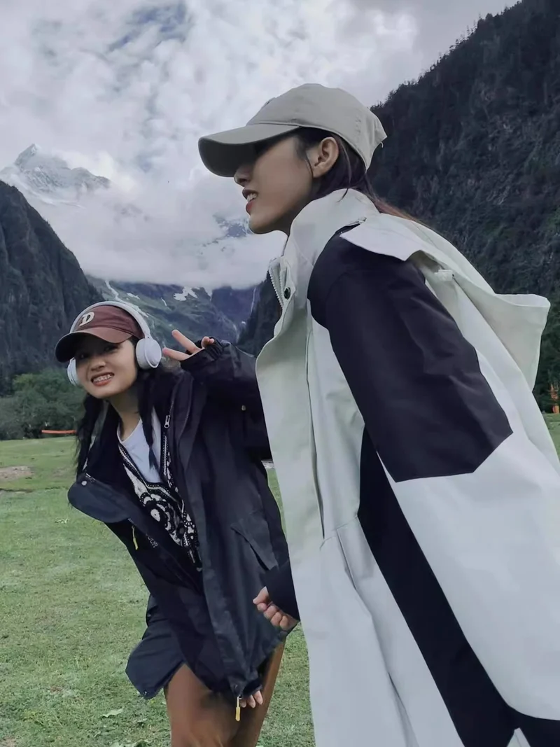 Damen zweilagige wasserdichte Outdoor‑Jacke mit Kapuze, atmungsaktiver Membran und verstellbarer Taille Drune