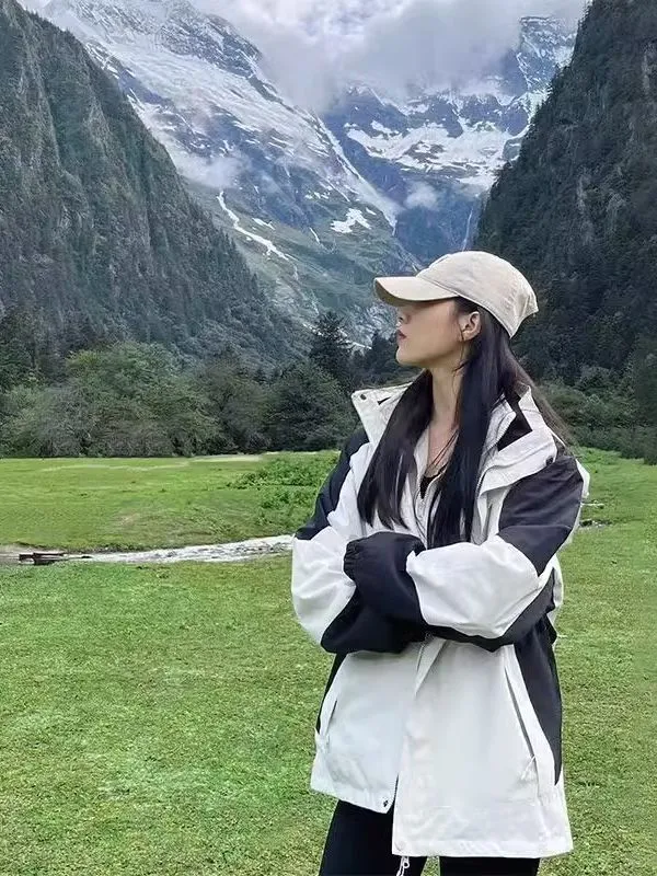 Damen zweilagige wasserdichte Outdoor‑Jacke mit Kapuze, atmungsaktiver Membran und verstellbarer Taille Drune