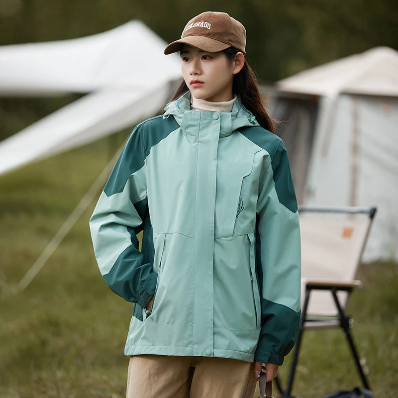 Damen zweilagige wasserdichte Outdoor‑Jacke mit Kapuze, atmungsaktiver Membran und verstellbarer Taille Drune