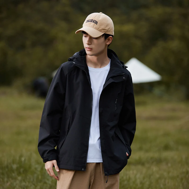 Damen zweilagige wasserdichte Outdoor‑Jacke mit Kapuze, atmungsaktiver Membran und verstellbarer Taille Drune
