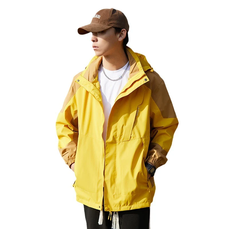Damen zweilagige wasserabweisende Outdoorjacke mit Kapuze, Taillenregulierung und Kontrastbesätzen Drune