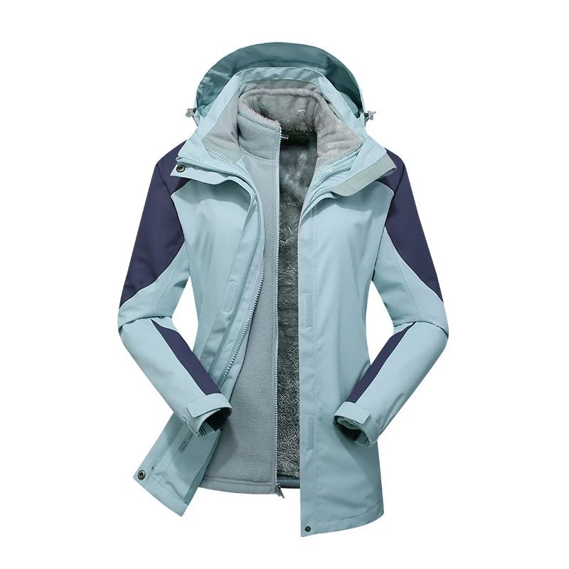 Damen zweilagige Softshelljacke mit herausnehmbarer Teddyfleece-Innenjacke und verstellbarer Kapuze Drune