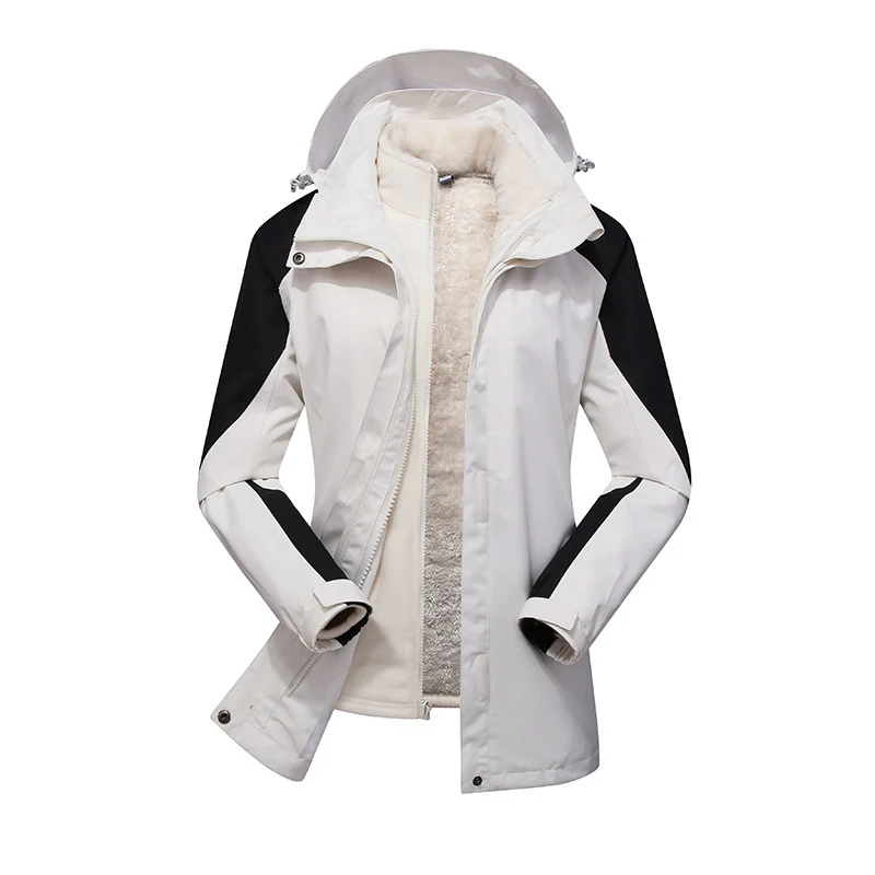 Damen zweilagige Softshelljacke mit herausnehmbarer Teddyfleece-Innenjacke und verstellbarer Kapuze Drune