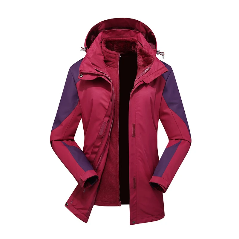 Damen zweilagige Softshelljacke mit herausnehmbarer Teddyfleece-Innenjacke und verstellbarer Kapuze Drune