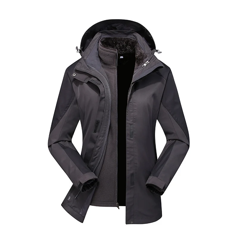 Damen zweilagige Softshelljacke mit herausnehmbarer Teddyfleece-Innenjacke und verstellbarer Kapuze Drune