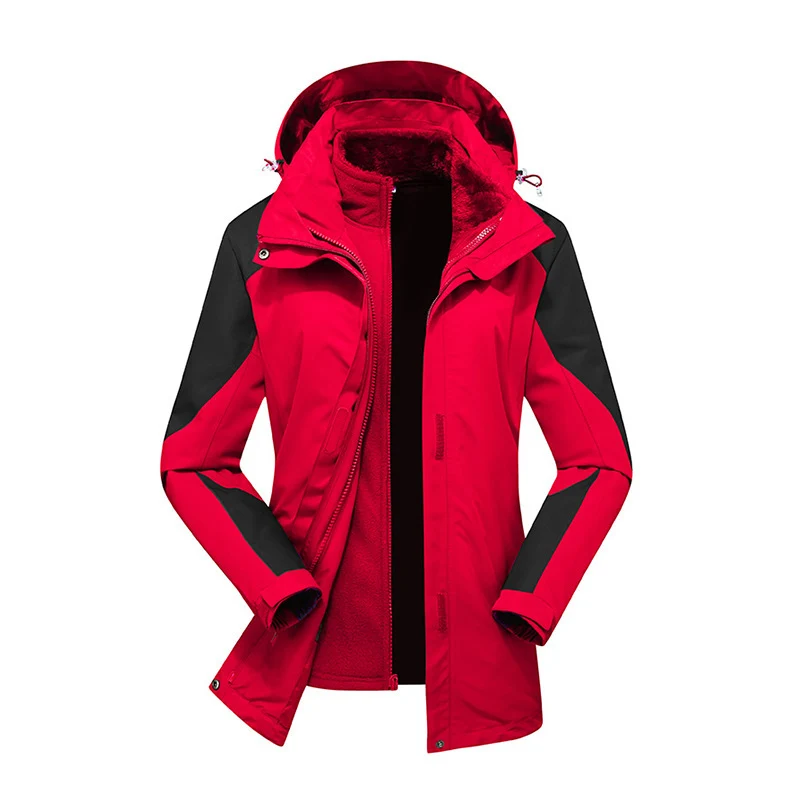 Damen zweilagige Softshelljacke mit herausnehmbarer Teddyfleece-Innenjacke und verstellbarer Kapuze Drune