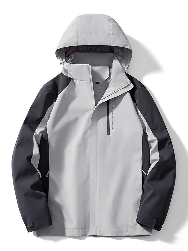 Damen zweilagige Softshell‑Regenjacke mit Kapuze, atmungsaktiver Membran und Brustzip Drune