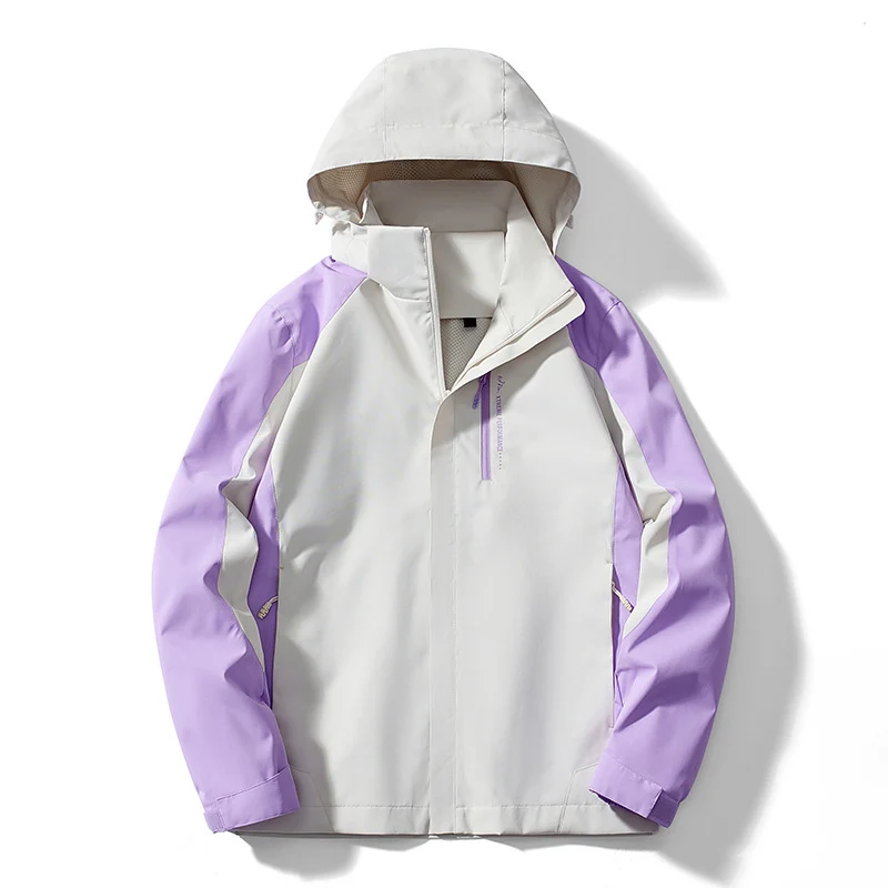 Damen zweilagige Softshell‑Regenjacke mit Kapuze, atmungsaktiver Membran und Brustzip Drune