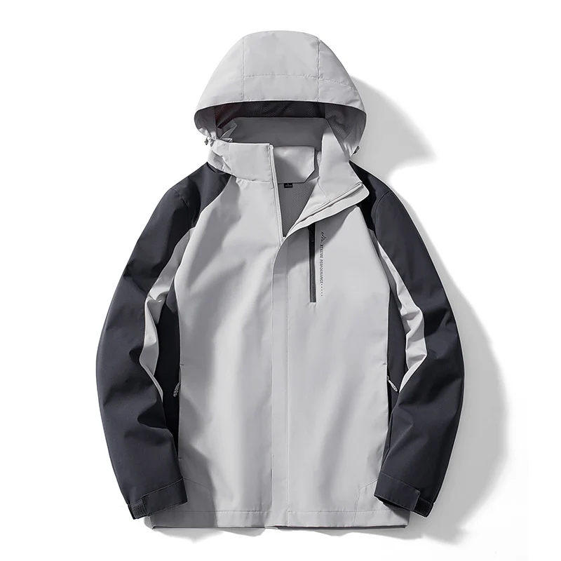 Damen zweilagige Softshell‑Regenjacke mit Kapuze, atmungsaktiver Membran und Brustzip Drune