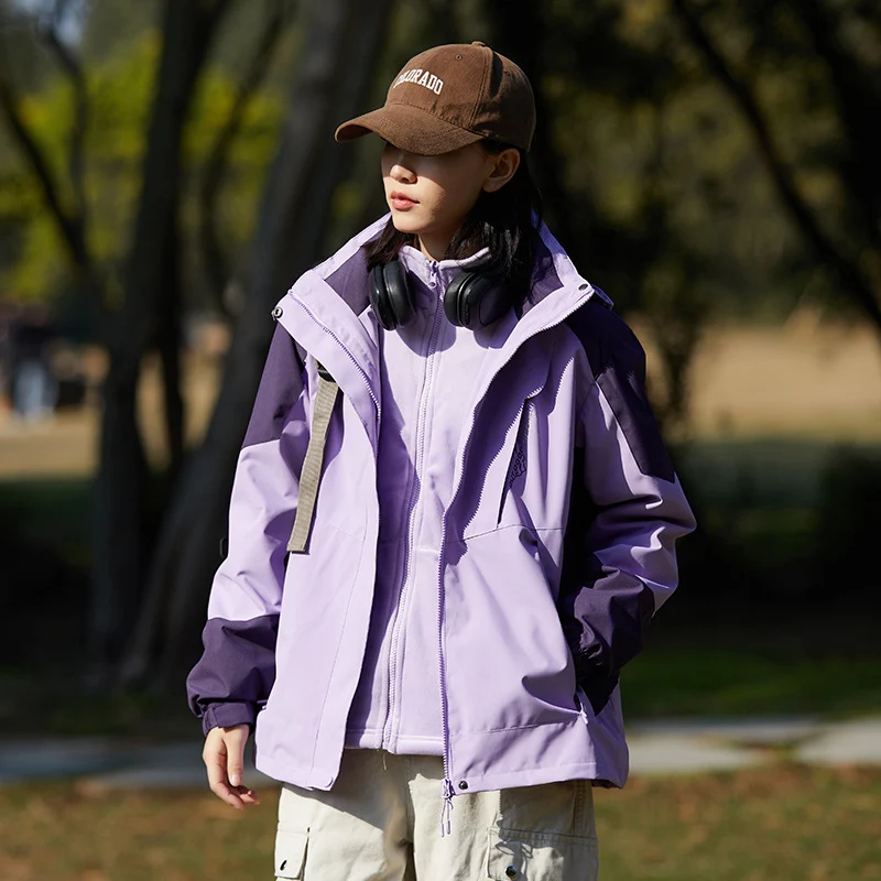 Damen zweilagige Softshell‑Outdoorjacke mit abnehmbarem Fleece‑Innenlayer und Kapuze Drune