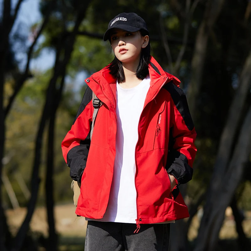 Damen zweilagige Softshell‑Outdoorjacke mit abnehmbarem Fleece‑Innenlayer und Kapuze Drune