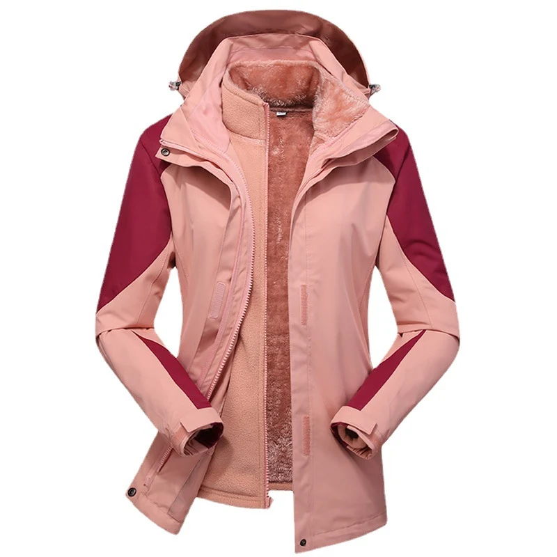 Damen zweilagige Outdoorjacke mit herausnehmbarer Fleece-Innenjacke und winddichter Membran Drune