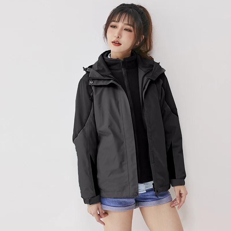 Damen zweilagige Outdoorjacke mit herausnehmbarer Fleece-Innenjacke und winddichter Membran Drune