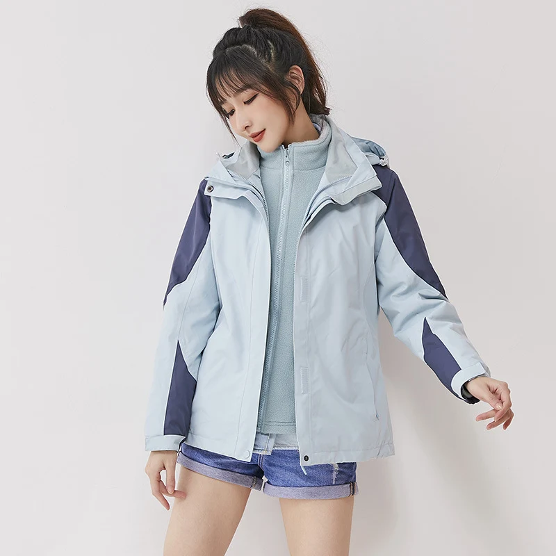 Damen zweilagige Outdoorjacke mit herausnehmbarer Fleece-Innenjacke und winddichter Membran Drune