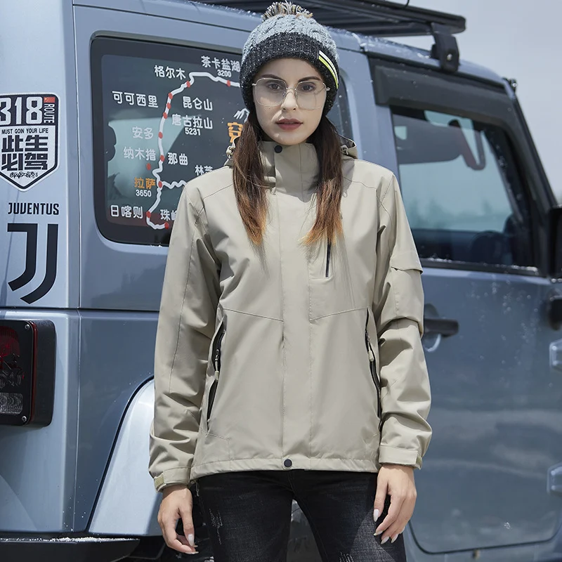 Damen technische Regen- und Freizeitjacke mit verstellbarer Kapuze und Mehrfachtaschen Drune