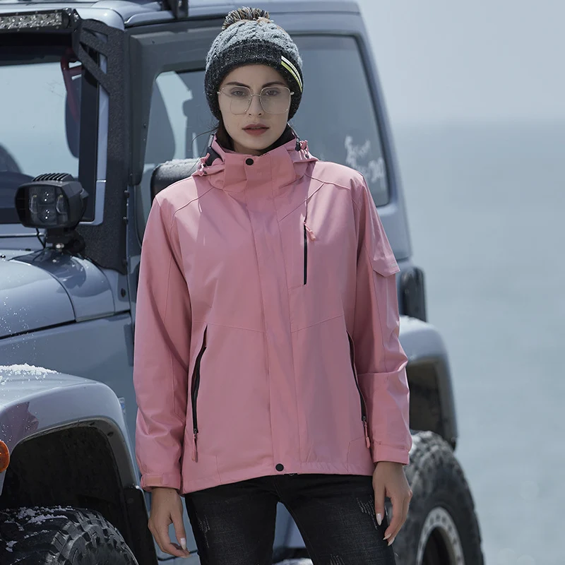 Damen technische Regen- und Freizeitjacke mit verstellbarer Kapuze und Mehrfachtaschen Drune
