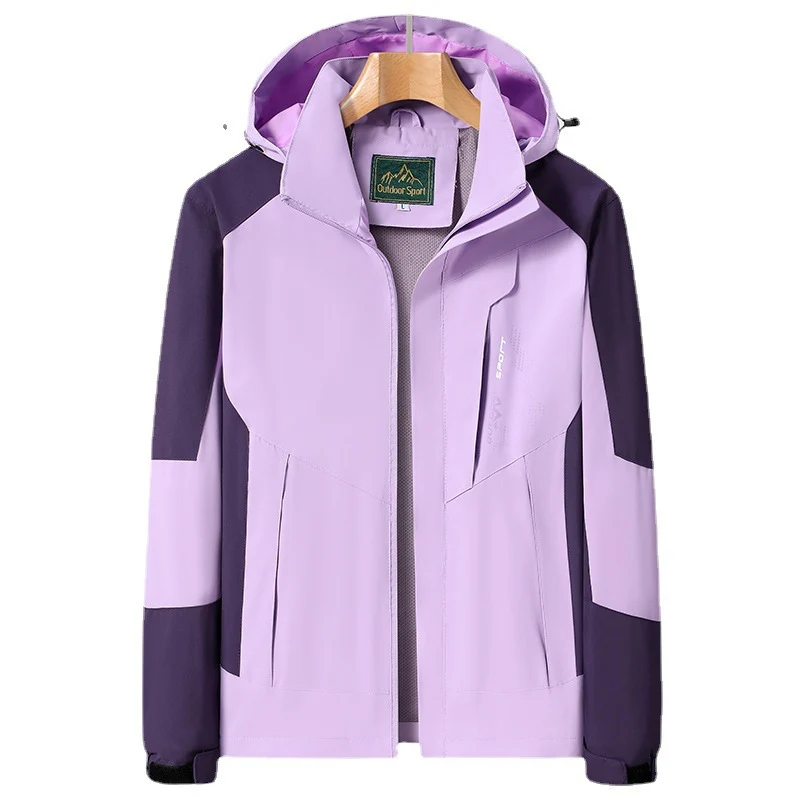 Damen Softshell‑Trekkingjacke mit atmungsaktiver Membran, verstellbarer Kapuze und Colorblock-Design Drune