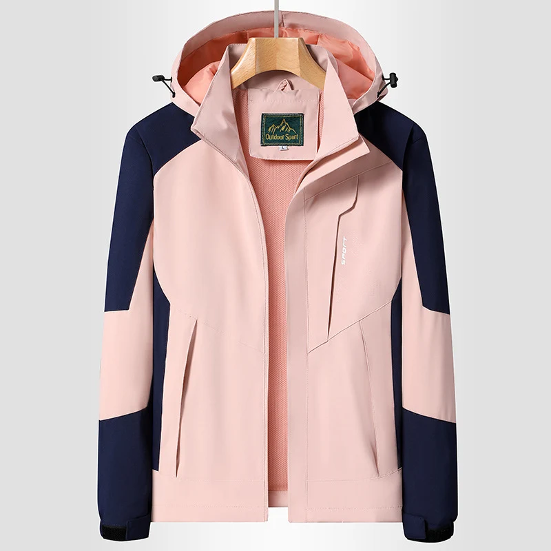 Damen Softshell‑Trekkingjacke mit atmungsaktiver Membran, verstellbarer Kapuze und Colorblock-Design Drune