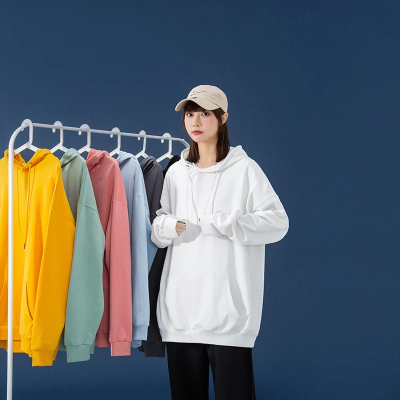 Damen Oversize-Kapuzenpullover mit Kängurutasche, tiefem Schulterfall und verstellbarer Kordel Drune