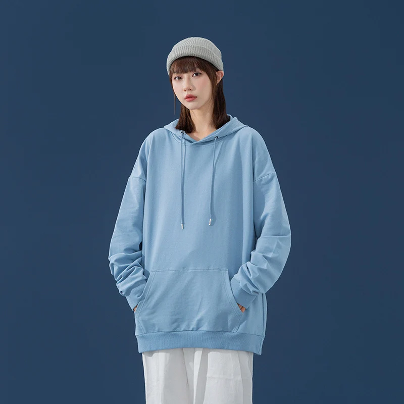 Damen Oversize-Kapuzenpullover mit Kängurutasche, tiefem Schulterfall und verstellbarer Kordel Drune