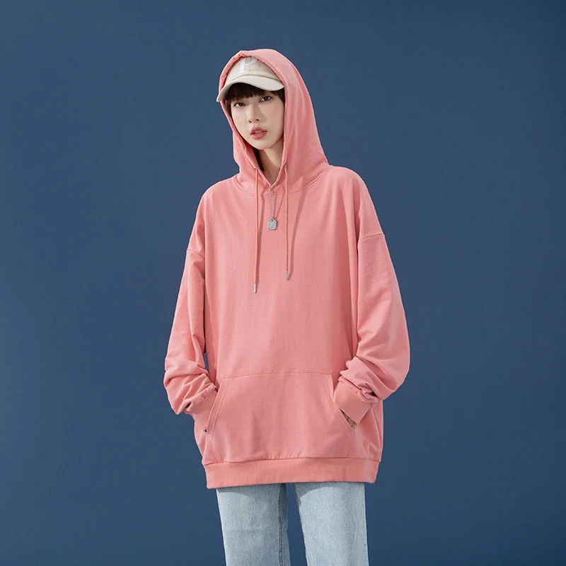 Damen Oversize-Kapuzenpullover mit Kängurutasche, tiefem Schulterfall und verstellbarer Kordel Drune