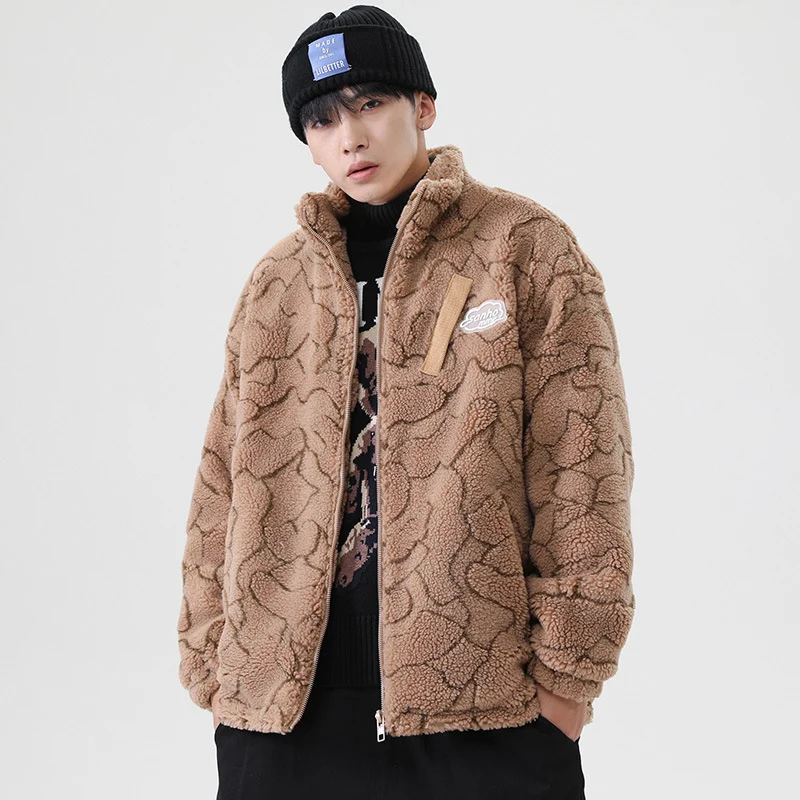 Damen kuschelige Teddy-Fleece Jacke mit Stehkragen und Kordelzug Drune