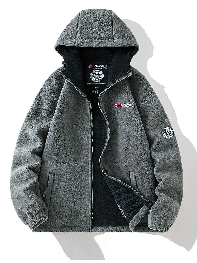 Damen Fleece-Kapuzenjacke mit wärmender Microfleece-Innenseite, durchgehendem Reißverschluss und Utility-Taschen Drune