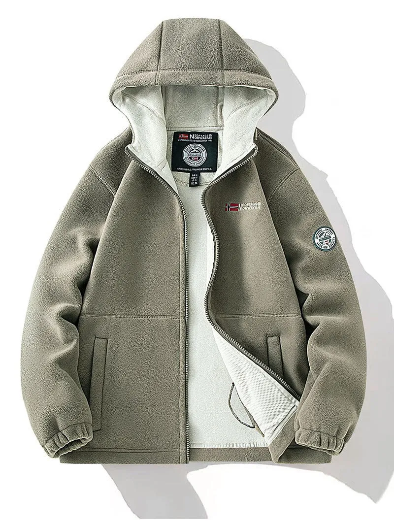 Damen Fleece-Kapuzenjacke mit wärmender Microfleece-Innenseite, durchgehendem Reißverschluss und Utility-Taschen Drune