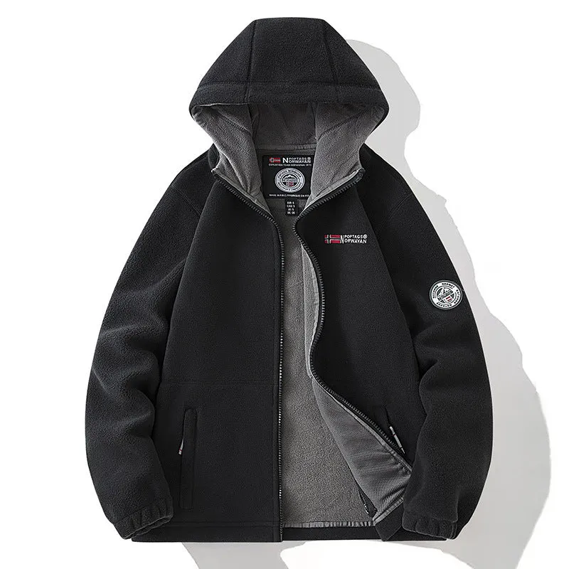 Damen Fleece-Kapuzenjacke mit wärmender Microfleece-Innenseite, durchgehendem Reißverschluss und Utility-Taschen Drune