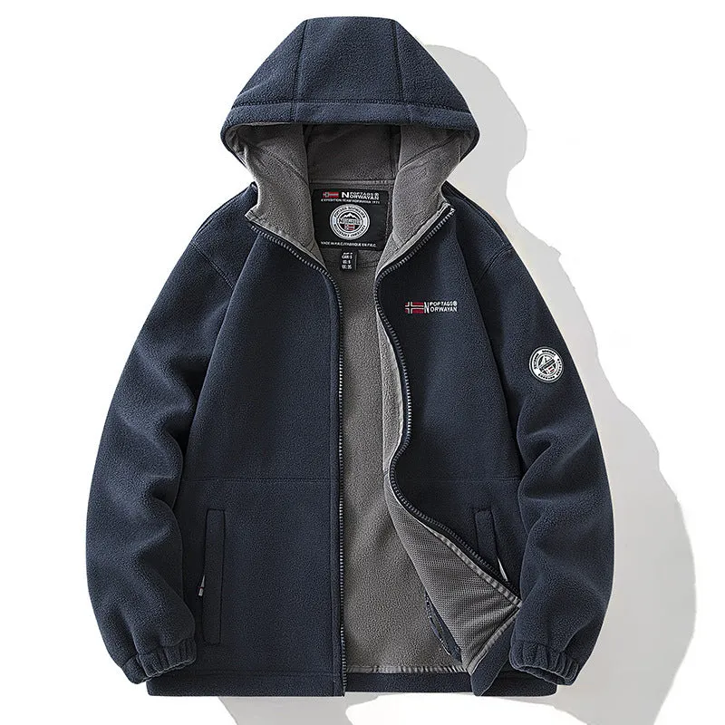 Damen Fleece-Kapuzenjacke mit wärmender Microfleece-Innenseite, durchgehendem Reißverschluss und Utility-Taschen Drune
