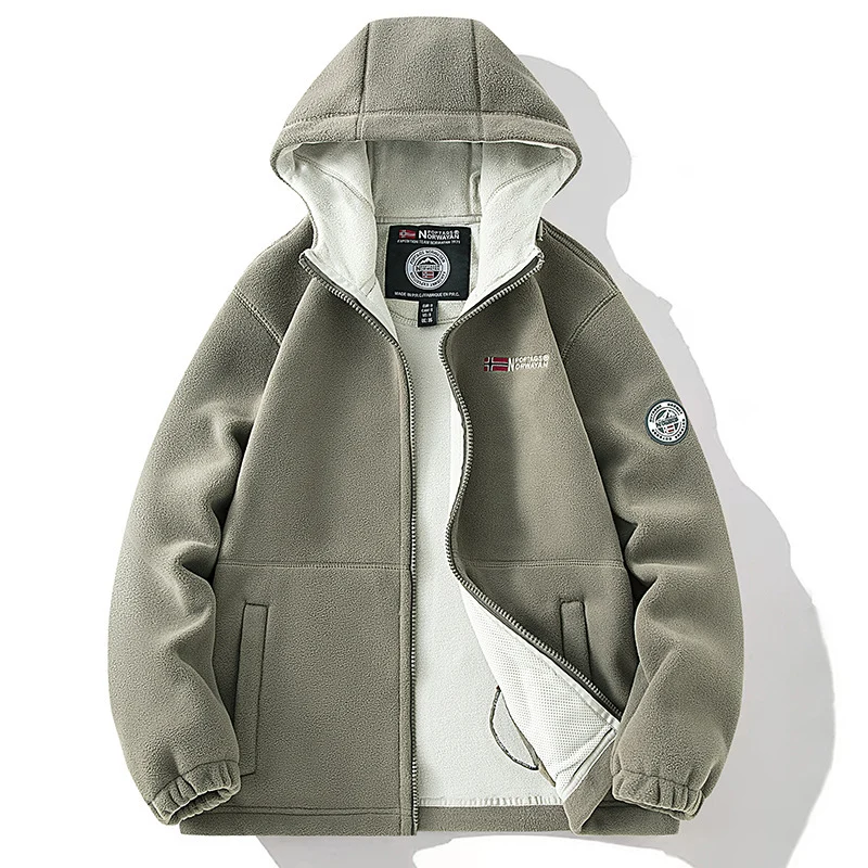 Damen Fleece-Kapuzenjacke mit wärmender Microfleece-Innenseite, durchgehendem Reißverschluss und Utility-Taschen Drune