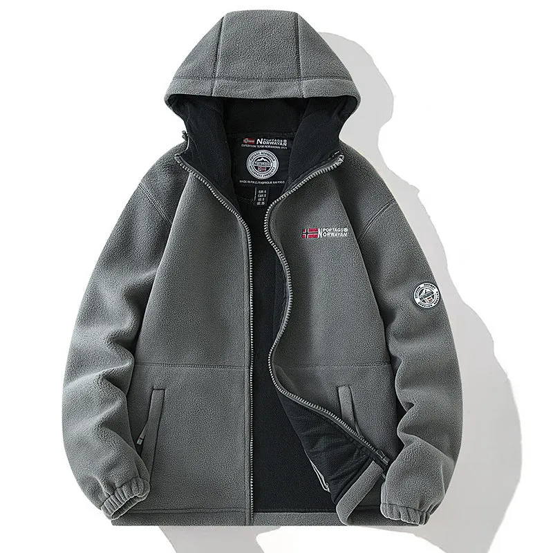 Damen Fleece-Kapuzenjacke mit wärmender Microfleece-Innenseite, durchgehendem Reißverschluss und Utility-Taschen Drune