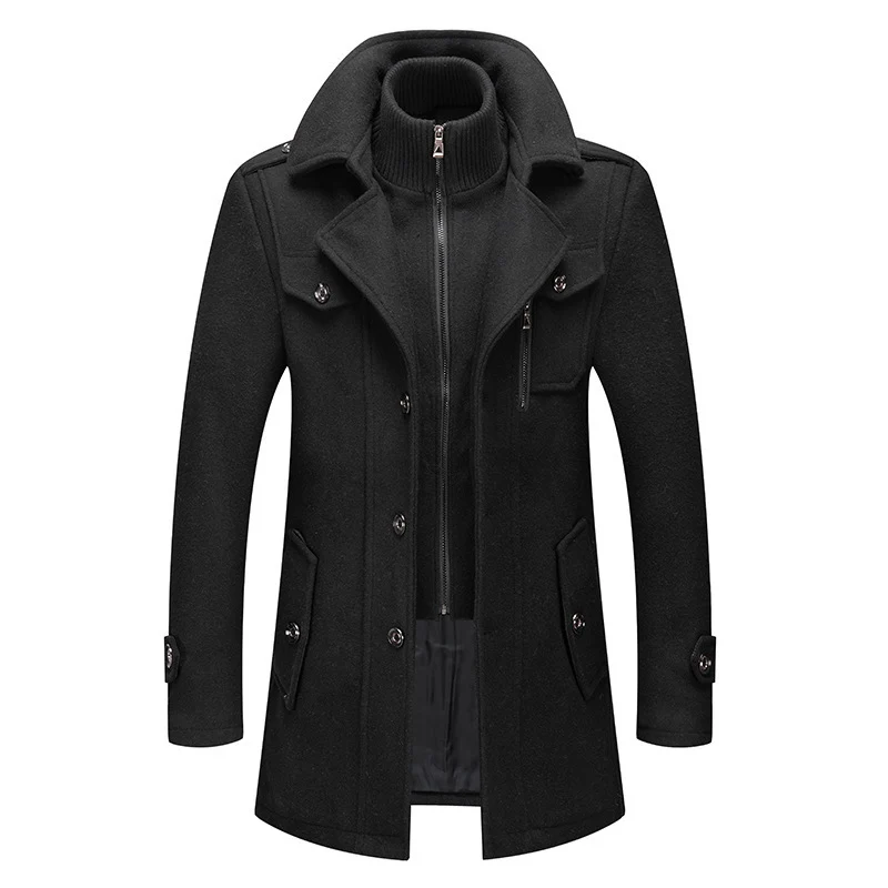 Herren Wollmix-Übermantel mit herausnehmbarer gesteppter Innenjacke Drune