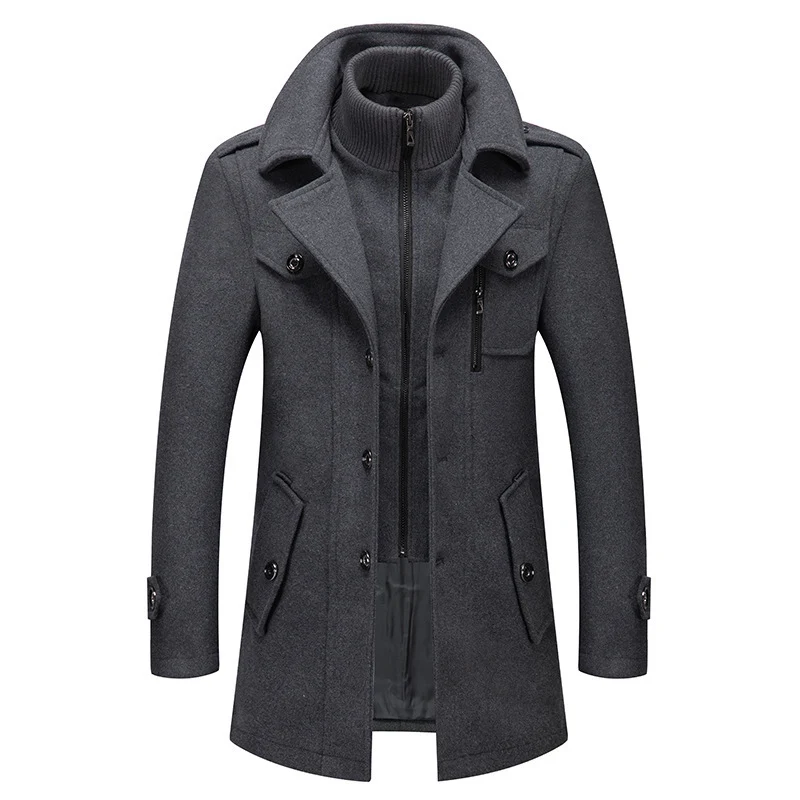 Herren Wollmix-Übermantel mit herausnehmbarer gesteppter Innenjacke Drune