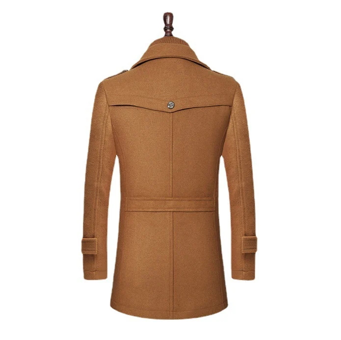 Herren Wollmix-Kurzmantel mit integrierter Stehkragen-Innenjacke und Pattentaschen Drune