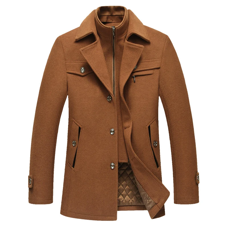 Herren Wollmix-Kurzmantel mit integrierter gesteppter Innenjacke und Hemdkragen Drune