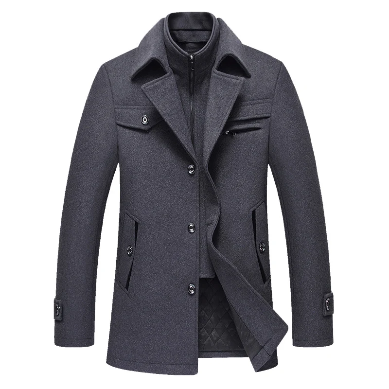 Herren Wollmix-Kurzmantel mit integrierter gesteppter Innenjacke und Hemdkragen Drune