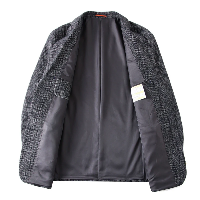 Herren Wollmischstoff Slim-Fit Sakko mit Glencheck-Muster und gesteppter Innenfütterung Drune