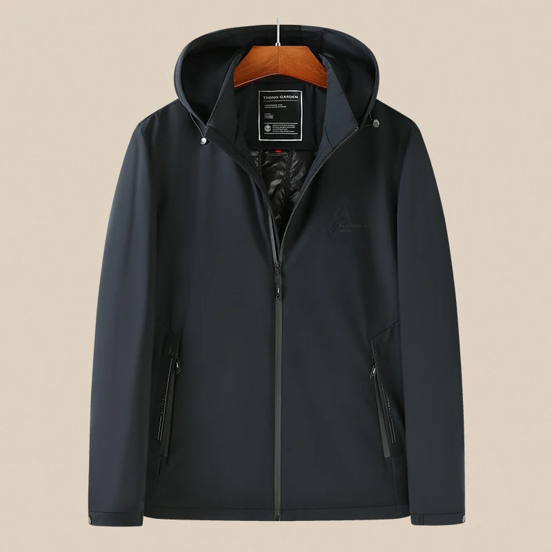 Herren Wind- und Wasserabweisende Softshell-Jacke mit Kapuze und leichtem Thermofutter Drune