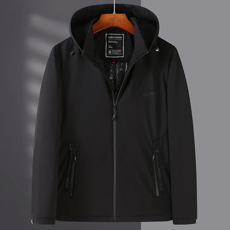 Herren Wind- und Wasserabweisende Softshell-Jacke mit Kapuze und leichtem Thermofutter Drune